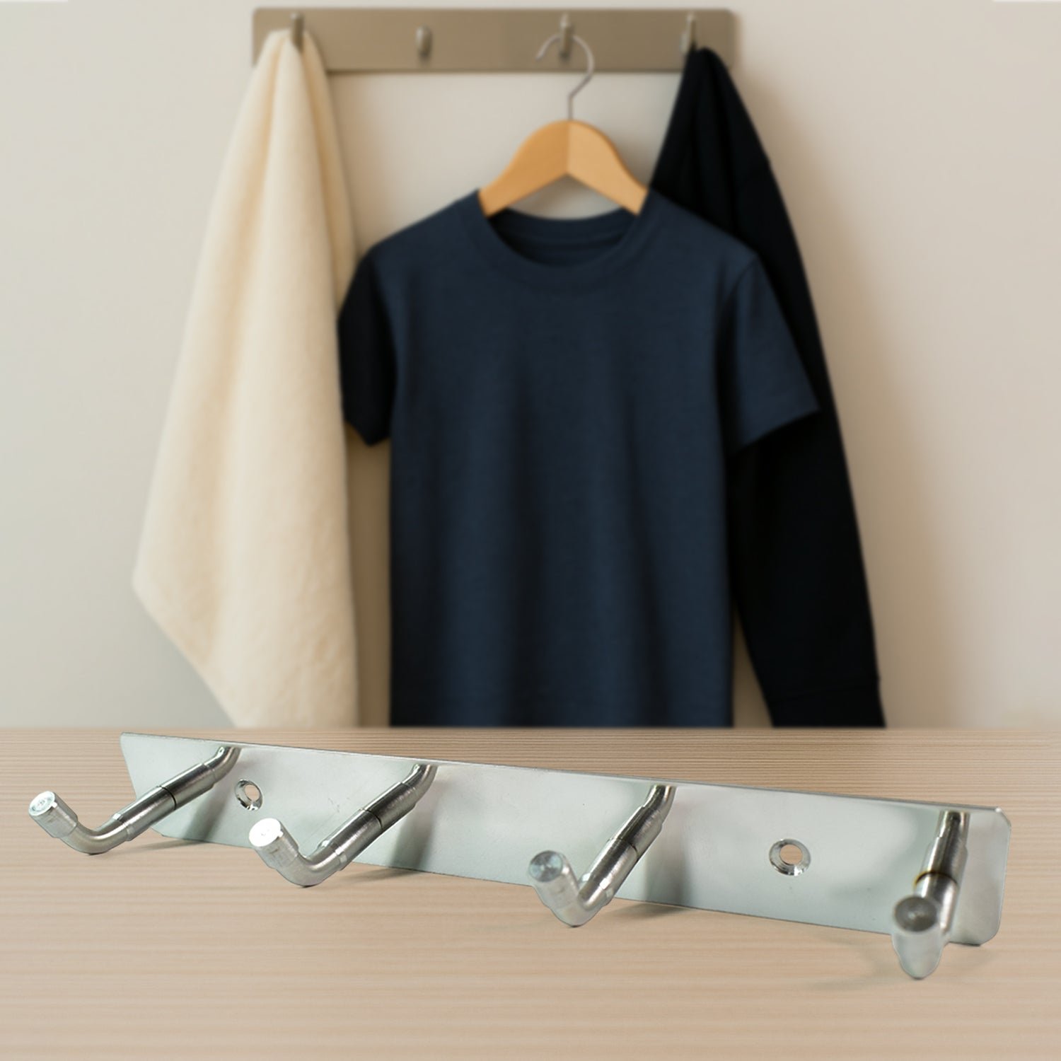 Stainless Steel Wall Mounted Coat 4 Hook Rack (20x3 / 1 Pc) - Image 4