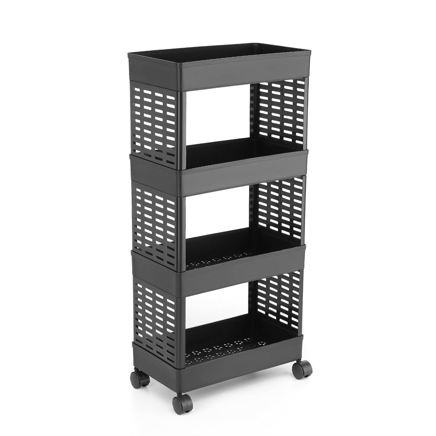 4-Layer Plastic Storage Rack with Wheels - Image 5