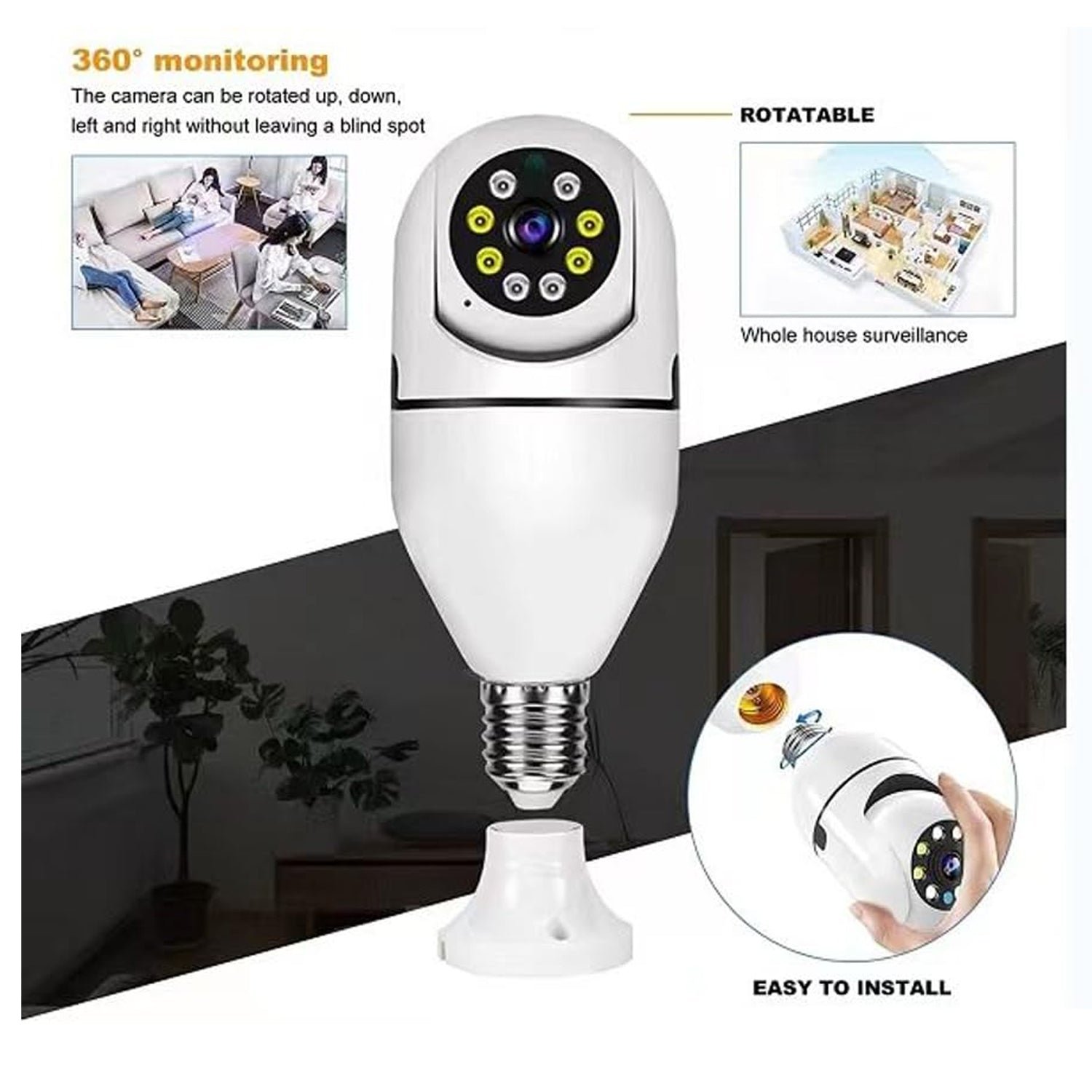V380 Pro Fisheye 360 Degree Panoramic Wireless WiFi IP CCTV Security Camera (Pack of 1) - Image 8