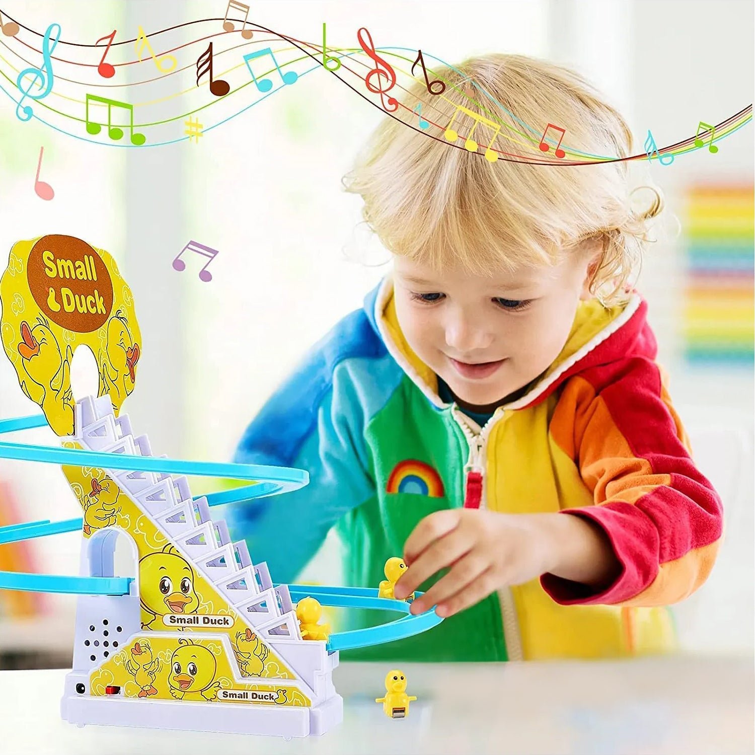 Duck Climb Stairs Toy Roller Coaster with Flashing Lights & Music (3 Ducks) - Image 5