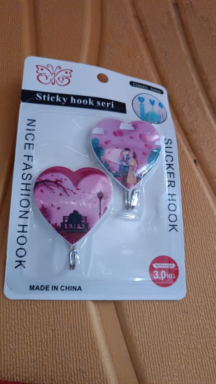 Multipurpose Strong Heart Shape Hook Self-Adhesive hooks (2 Pc Set) - Image 7