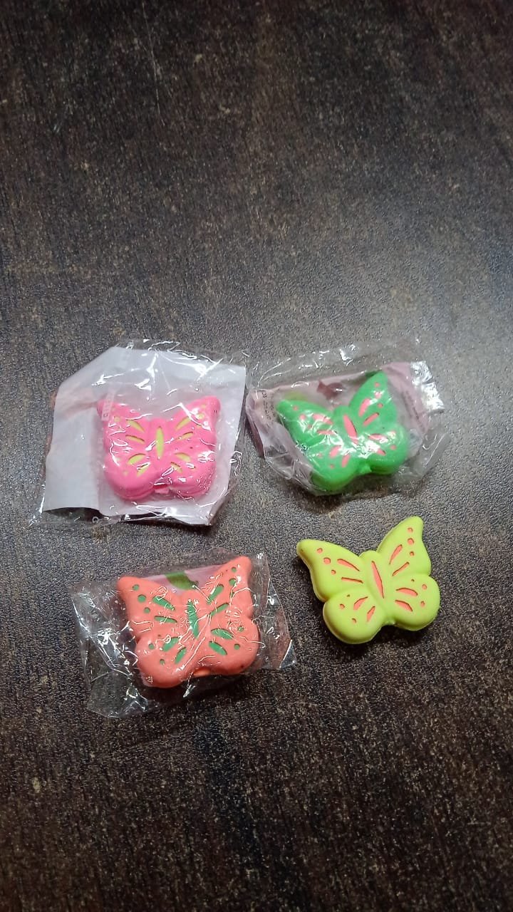 Butterfly Shape Eraser Rubber (1 Pc / Mix Colour & Design) - Image 6