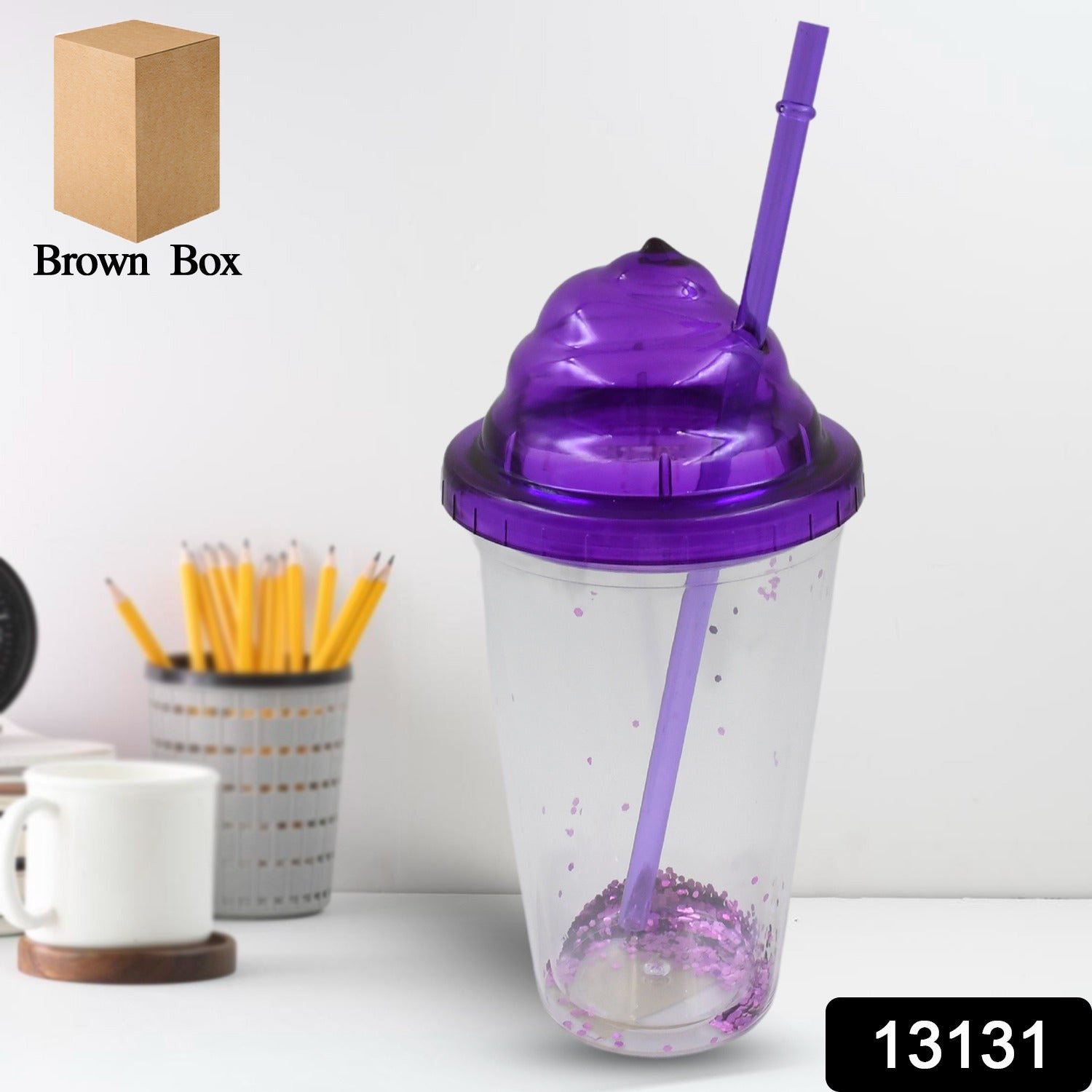 High Quality Plastic Creative Cold Drink Cup / Tumble, Reusable Tea Coffee Tumbler with Lid and Straw, Double Wall Plastic Drinking Sport Bottle, Travel Tumbler (1 Pc / Mix Color) - Image 2
