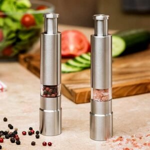 Stainless Steel Thumb Presser Salt and Pepper Grinder (1 Pc)