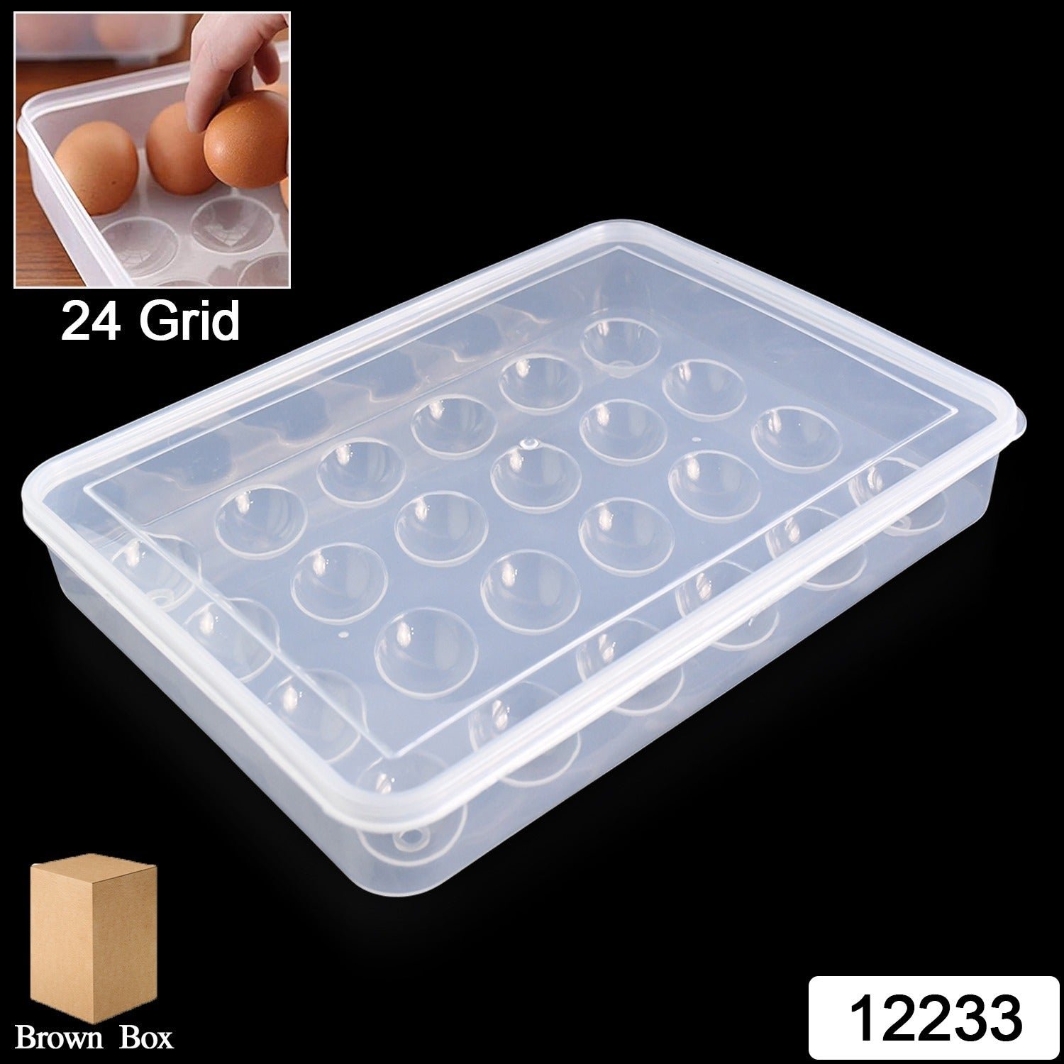 Plastic Egg 24 Grid Storage Container Holder for Refrigerator Egg Tray Holds 24 Eggs (1 Pc) - Image 2