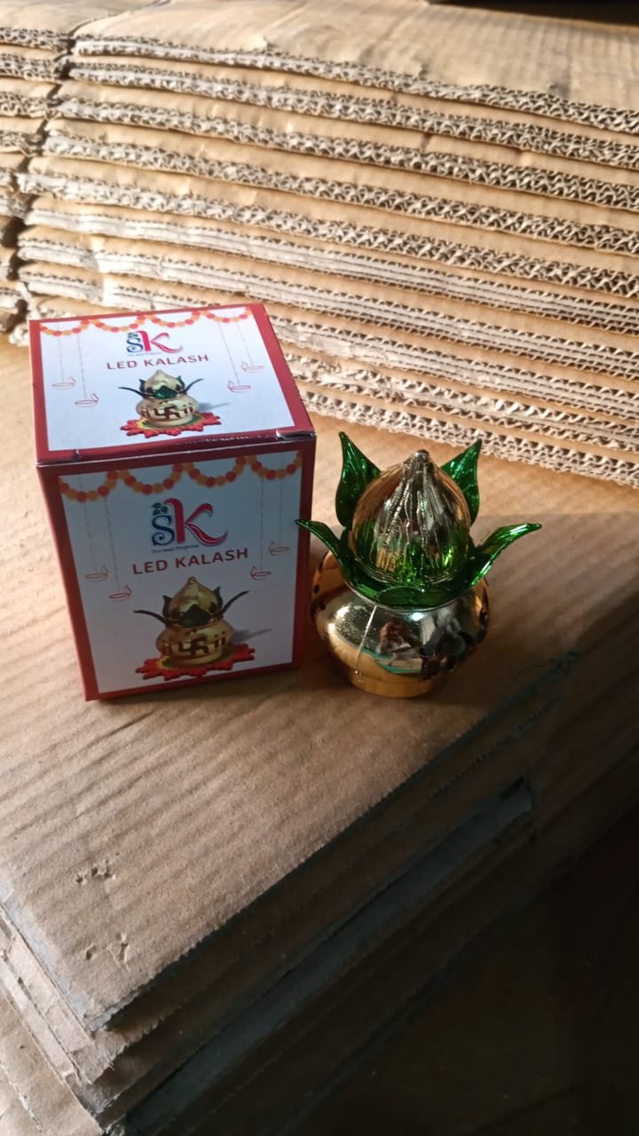 Gold Plated Eco Friendly LED Kalash for Pooja Mandir, Ganesh Ganesha (1 pc / Multicolor LED) - Image 8