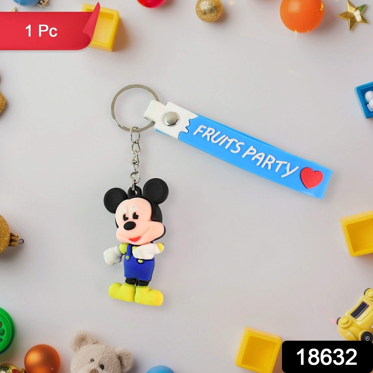 Cute Cartoon Silicone 3D Key Chain with Metal Hook & Strap (Pack of 1) - Image 2