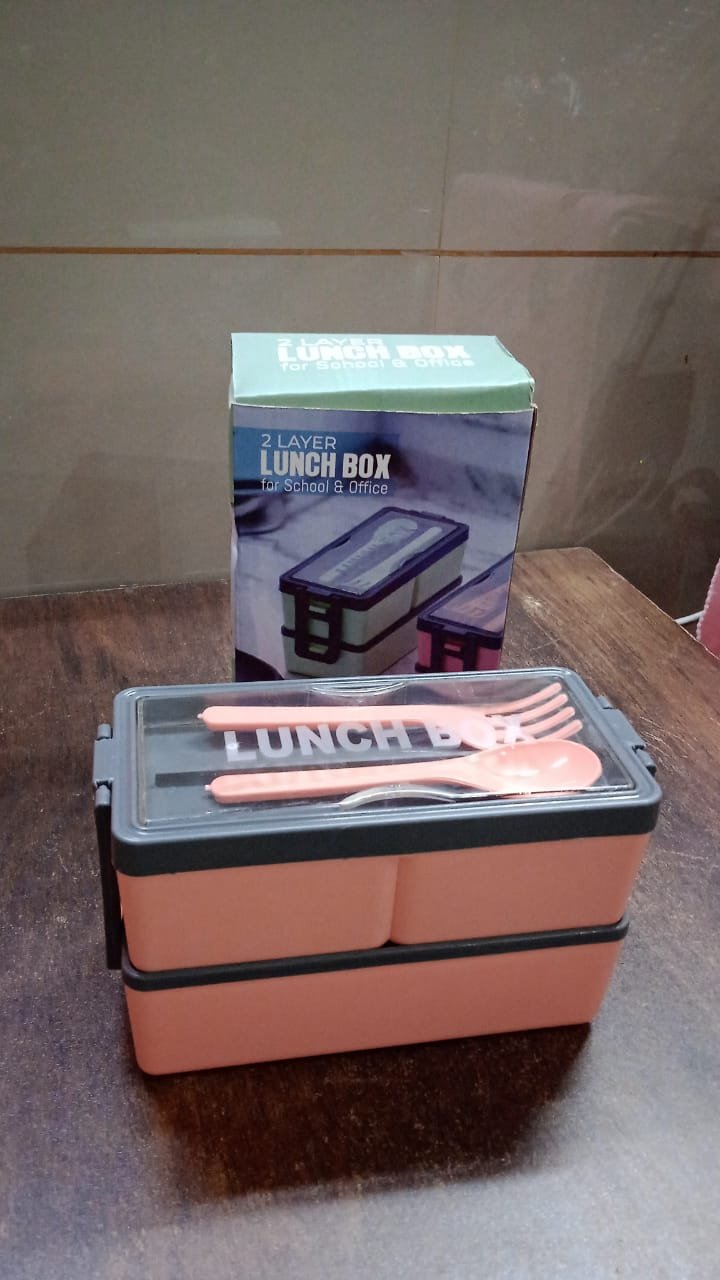 Plastic 3 Layer Leak Proof 3 Compartment Lunch Box for Office (1 Pc) - Image 7