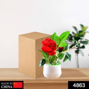 4863 Artificial Rose Flower Plant With Pot, For Home Office Or Gift galibazaar