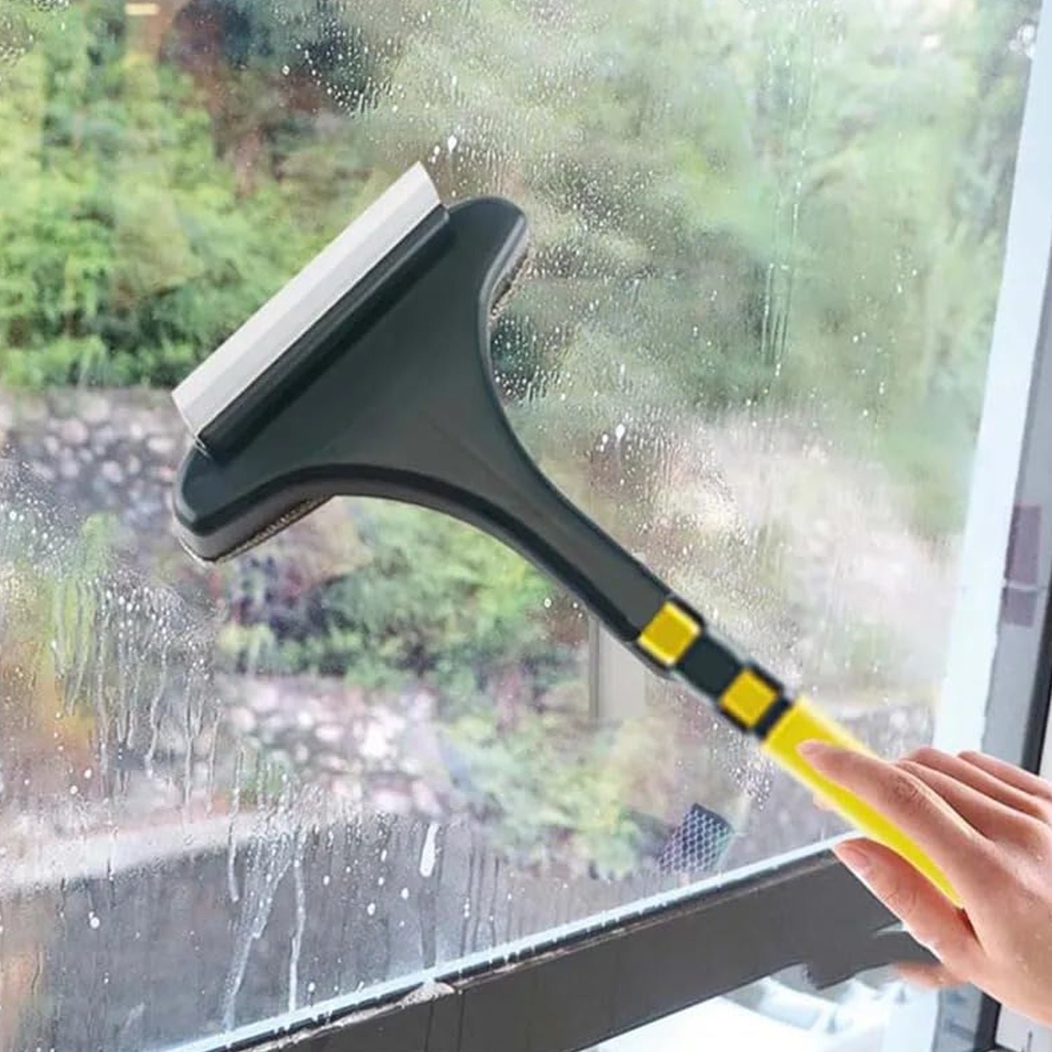 2-in-1 Mesh Cleaning Brush & Wiper with Extended Handle – Window Cleaner (1 Pc) - Image 2