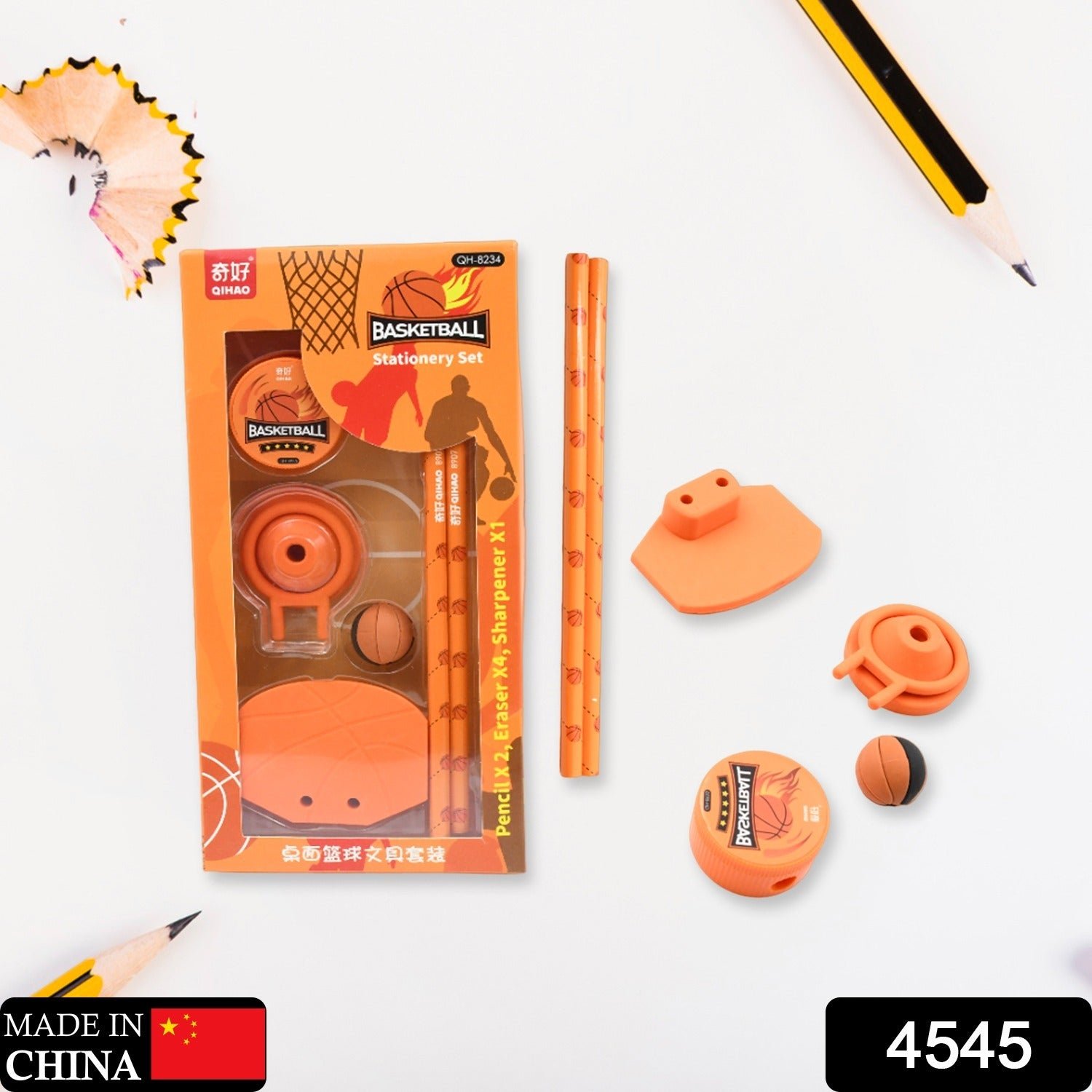 Football & Basketball Stationery Kit – Pencil, Sharpener & Eraser for Kids (Birthday Gift) - Image 2