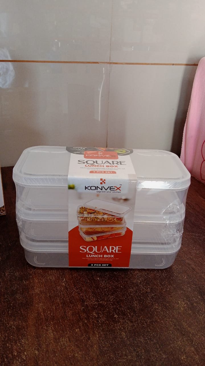 Plastic Square Lunch Box, Kitchen Containers Set (3 Pcs Set) - Image 10