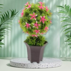 Wild Artificial Flower Plant with Cute Pot – Home Office Tabletop Decor, Indoor Balcony Decoration (1 Pc)