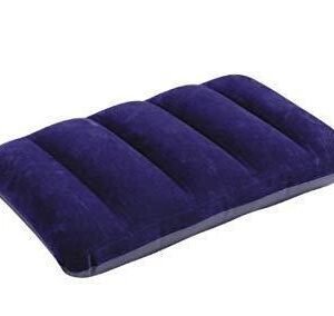 Comfortable blue velvet travel pillow.