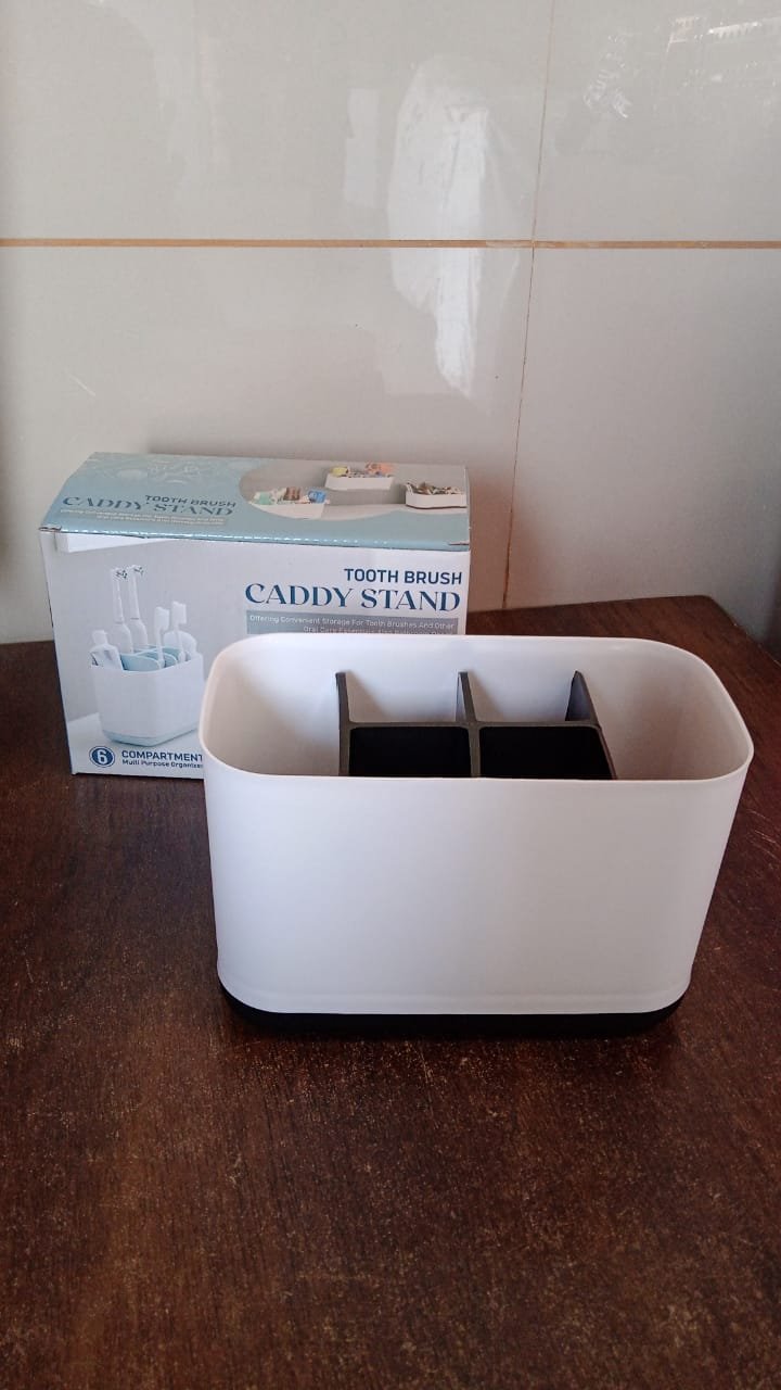 6 Compartment Multi Purpose Organizer Toothbrush Holder Stand Plastic Caddy (1 Pc) - Image 9