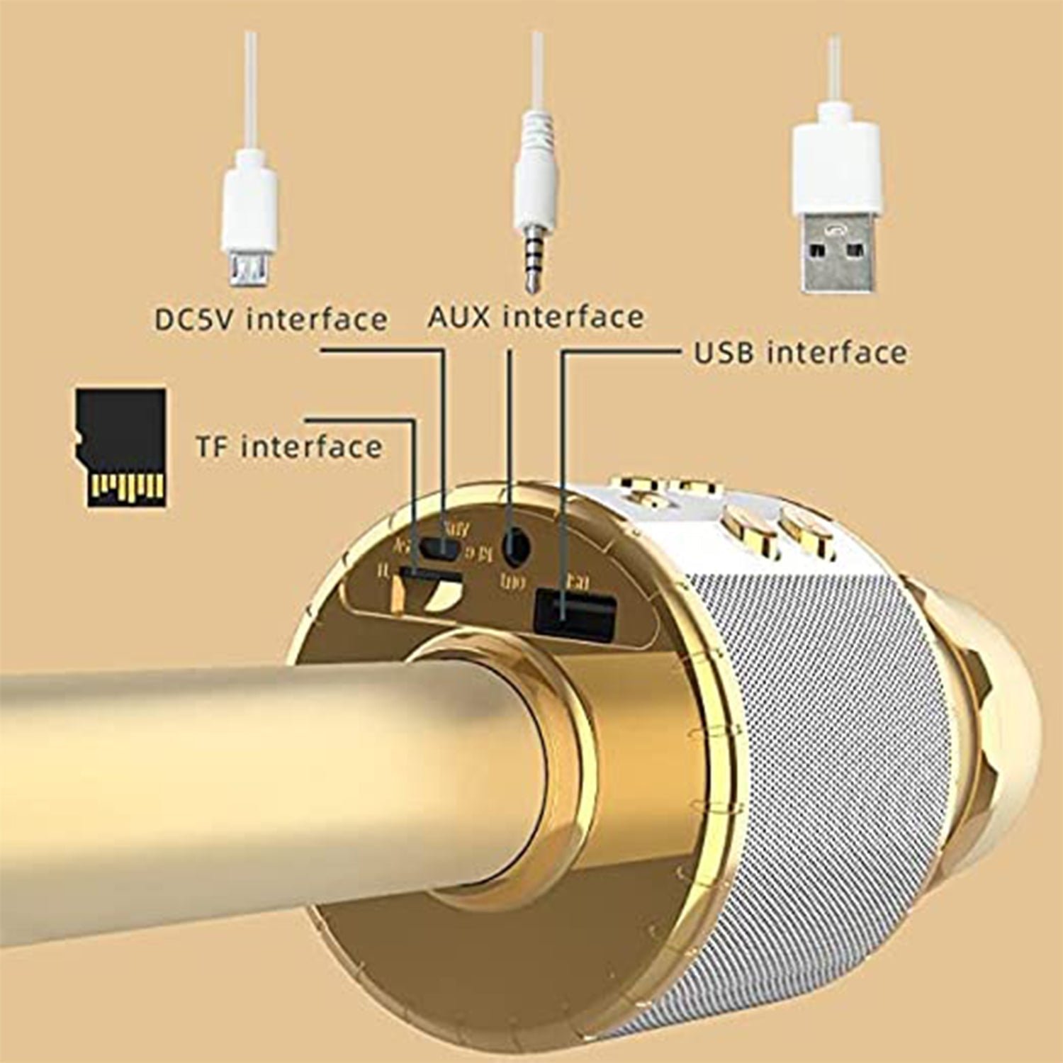 Bluetooth karaoke mic with recording option