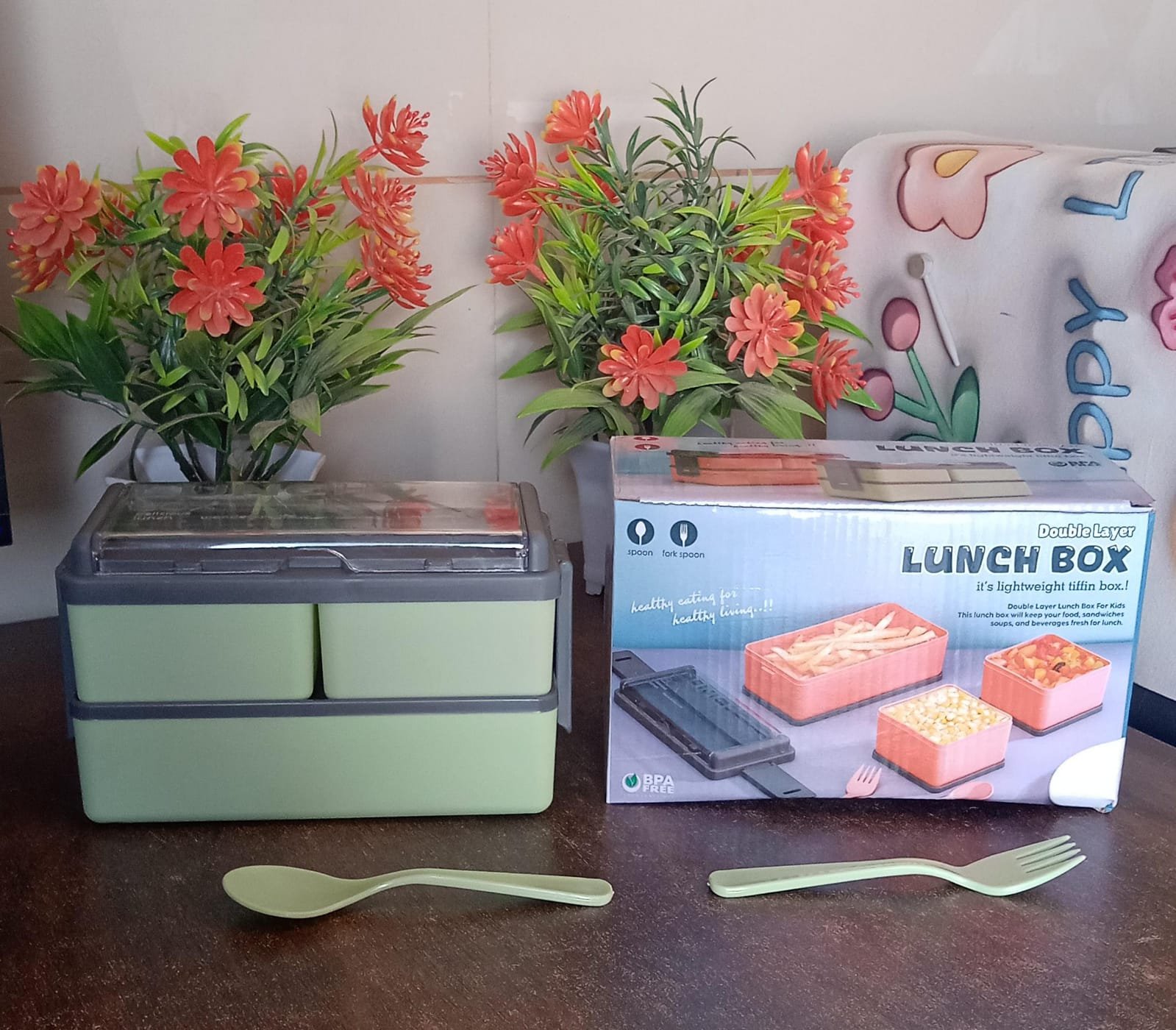 Plastic 3 Layer Leak Proof 3 Compartment Lunch Box for Office (1 Pc) - Image 8