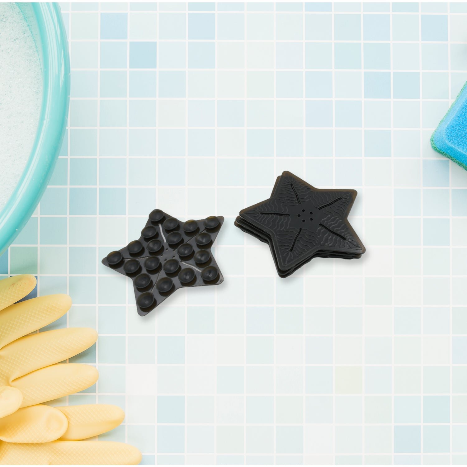 Mini Pvc Anti-Slip Bat Mat Non Slip Baby Bath Mats, Mini Child Safety Anti Slip Shower Mats Star Shaped for Kids (4 pc Set) - Image 4