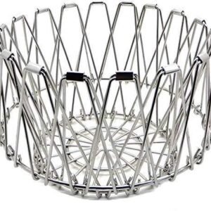 Wire bowl fruit basket with foldable design