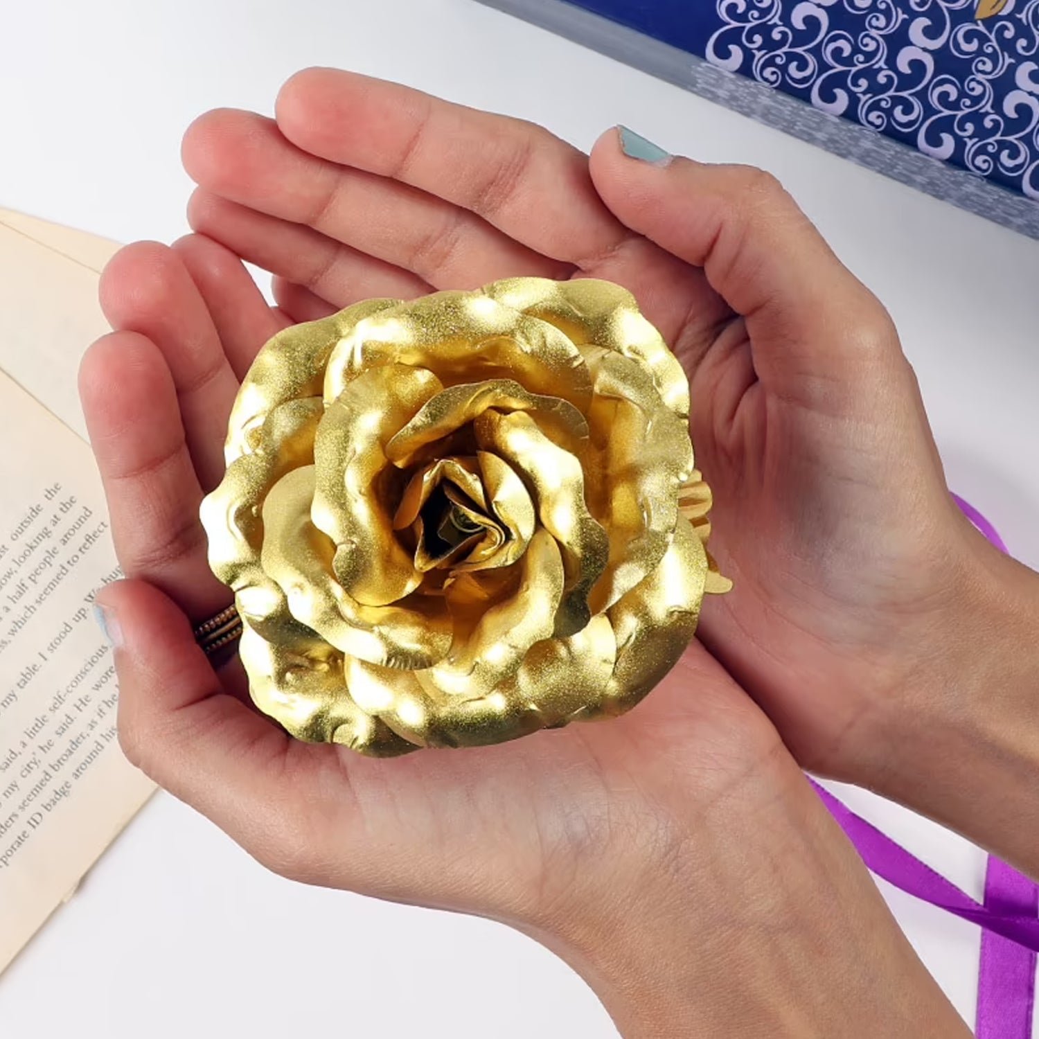 Luxury Decorative Gold Plated Artificial Golden Rose with Premium Box - Image 4