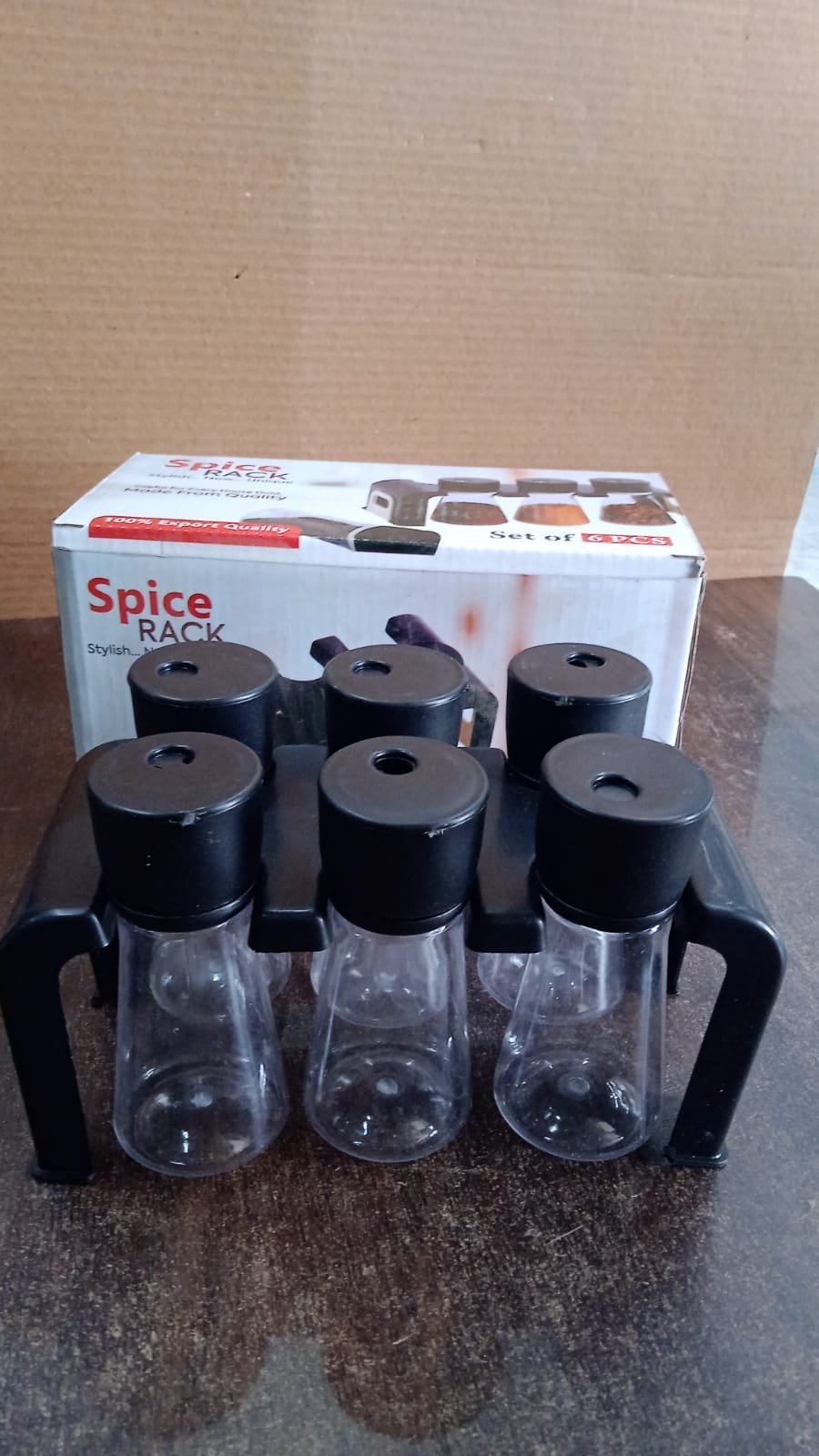 6-Piece Plastic Spice Jar Set with Stand - Image 8