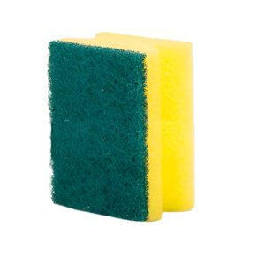 Kitchen and bathroom cleaning sponge, 2-in-1 scrubber, effective on tough grime and stains.