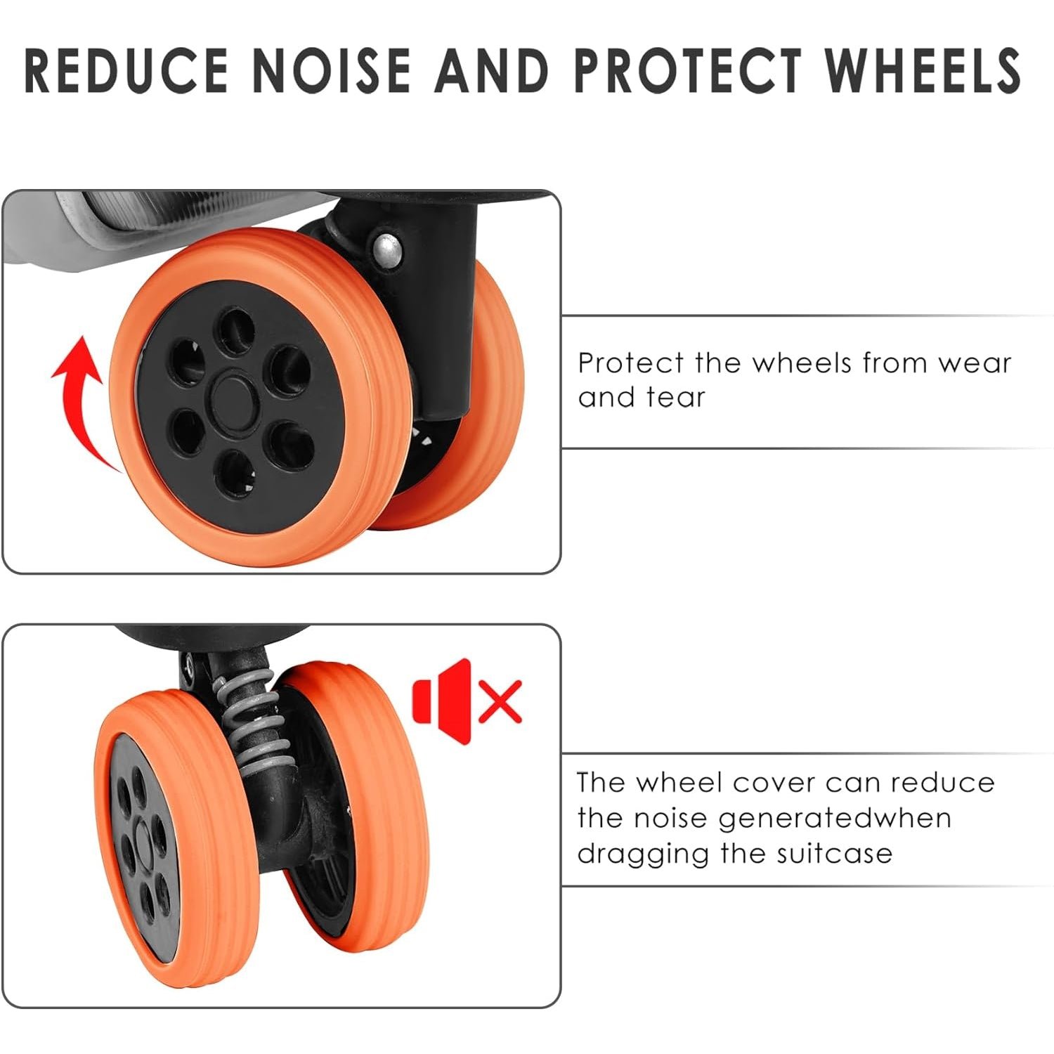 Silicone Luggage Wheel Covers – Noise Reduction & Protection (8 Pcs) - Image 4