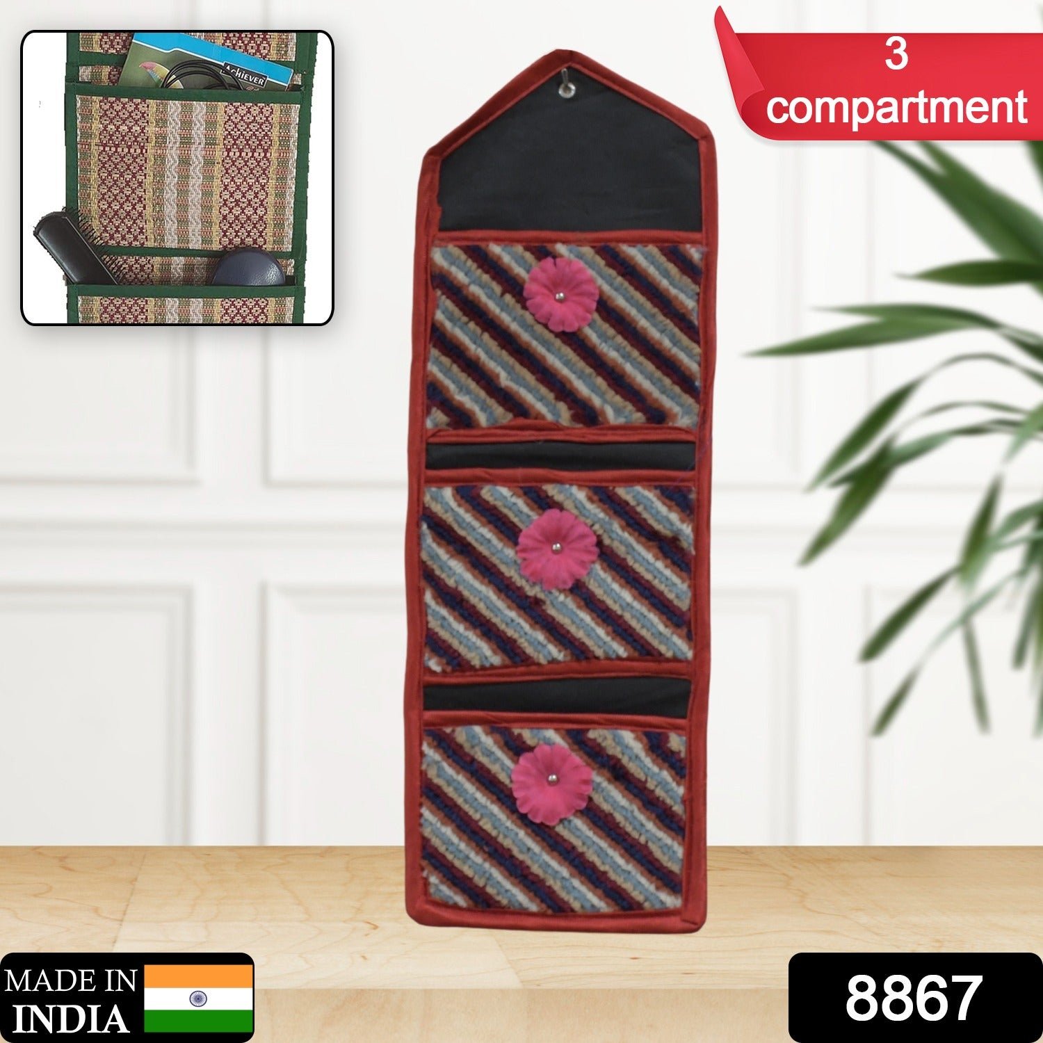 Foldable Hanging Organizer with 3 Pockets - Wall Hanging Letter Holder - Image 2