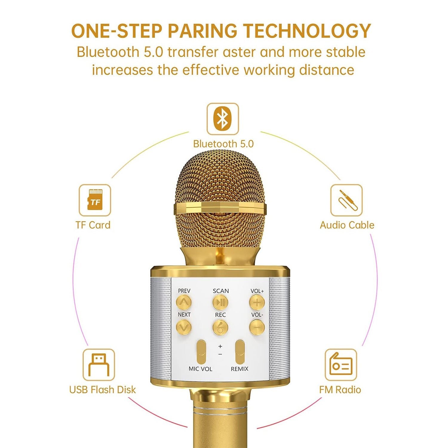Karaoke microphone with Bluetooth speaker