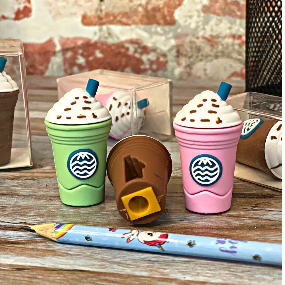 2In1 3D Cute Coffee Or Ice cream Shape sharpner Like Rotary Manual Pencil Sharpener for Kids Ice Cream Style Office School Supplies, Back to School Gift for Students,Kids Educational Stationary kit, B'Day Return Gift (1 Pc) - Image 4