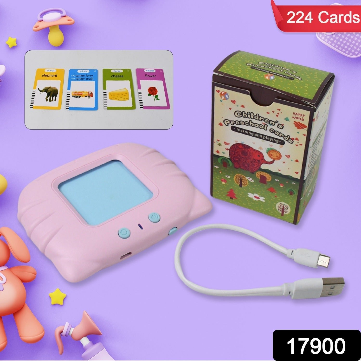 Preschool Learning Toys Flash Cards for Small Kids Educational Toys English Words Learning Machine for Kids with 224 Words, Birthday Gift for Kids Intelligent Electric Kids Language Card (1 Set) - Image 2