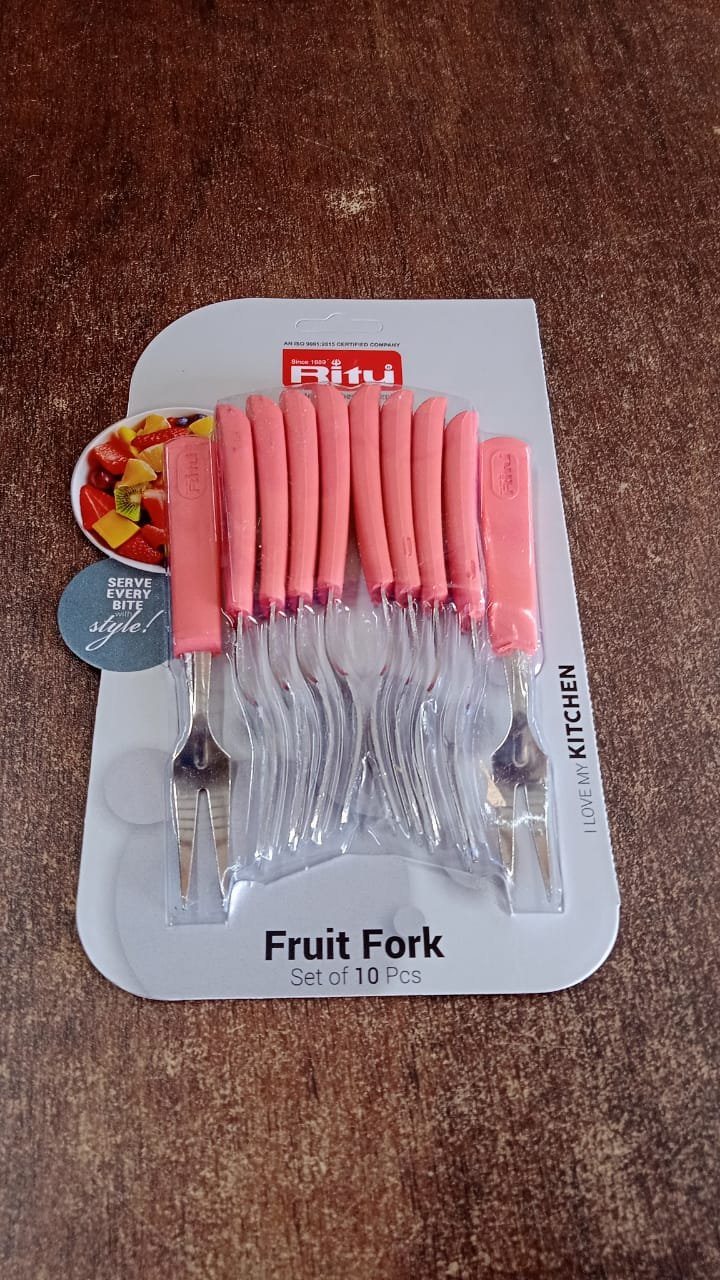 Premium Stainless Steel Fruit Fork Set – 10 Pieces with Soft Non-Slip Handle - Image 7