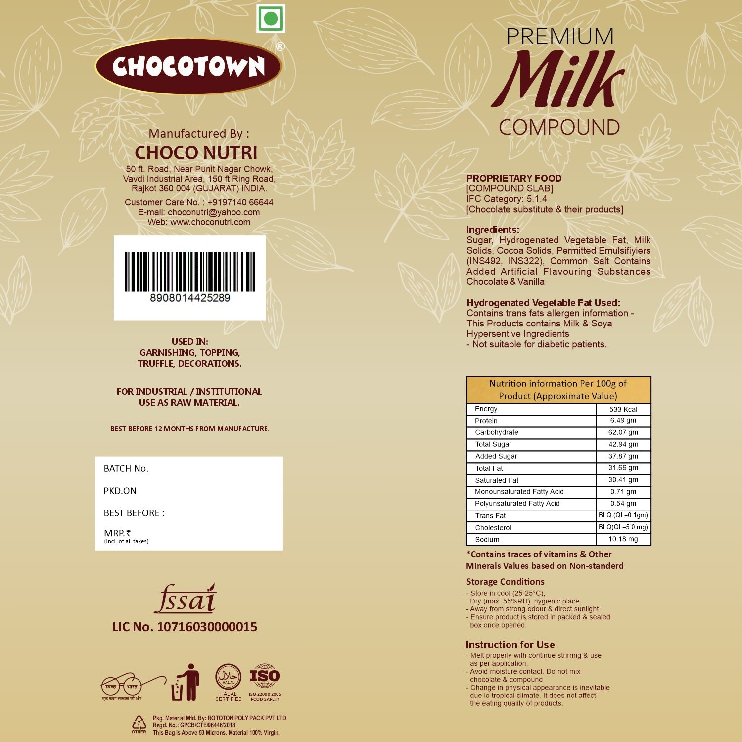 Chocotown Premium Milk Compound Slab (500 gm) - Image 4