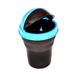 Mini plastic car dustbin in multicolor, perfect for travel and car use.
