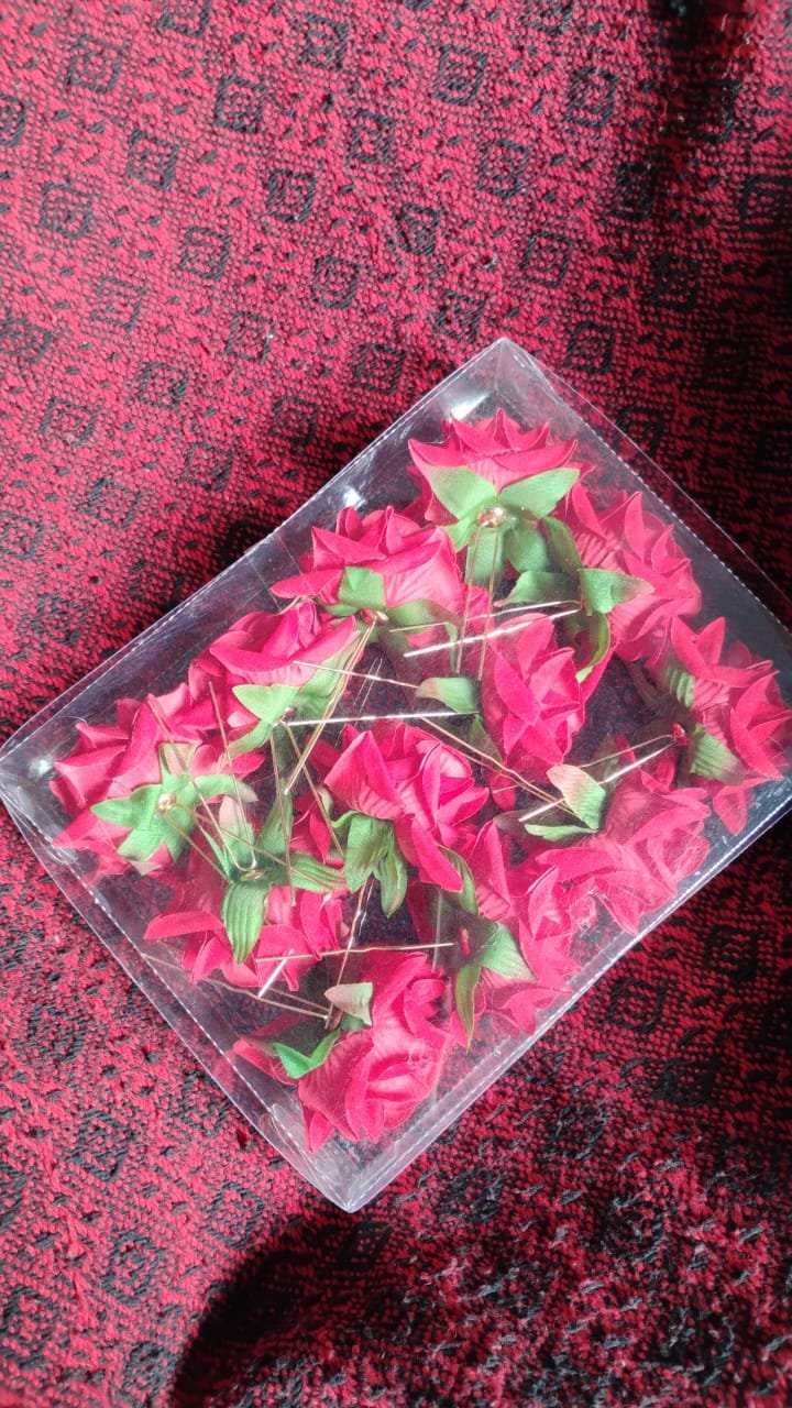 Hair Clip Red Rose Bridal Hair Pins Rose (12 Pcs Set / Red Color Only), Hair accessories - Image 7