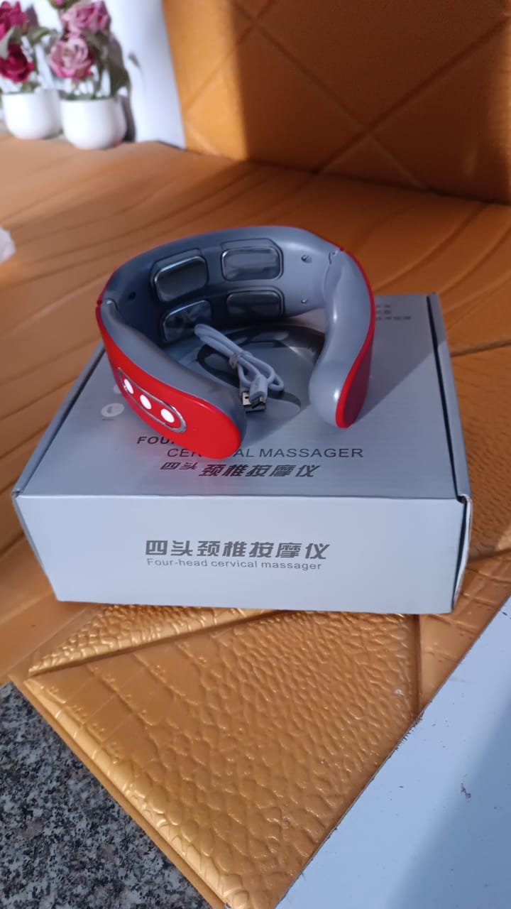 4 Heads Smart Electric Neck and Back Pulse Massager (1 Pc / Mix Design) - Image 8