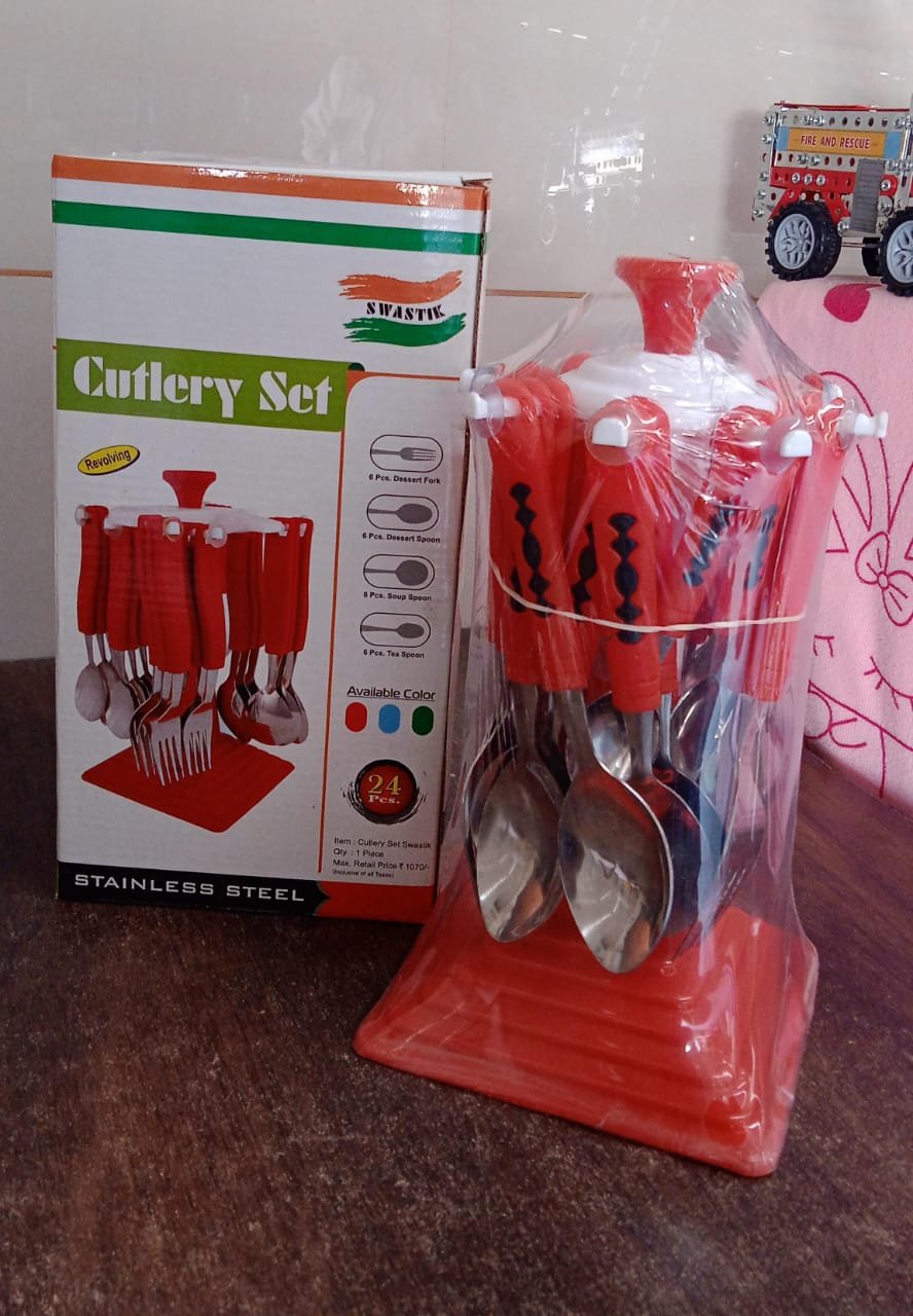 Classic Cutlery Set for Dining Table Stainless Steel 24-Piece Set With Stand (1 Set - Image 7