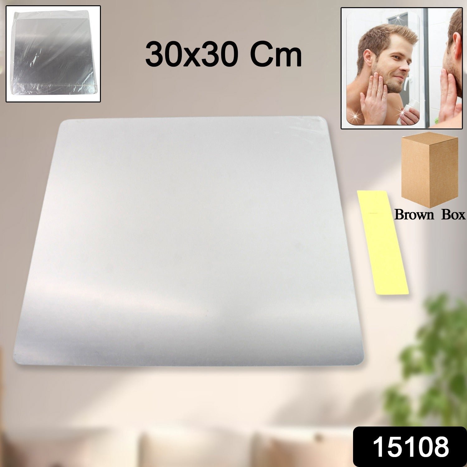 Plastic Square 3D Mirror Wall Stickers (1 Pc / 30x30 Cm) - Image 2