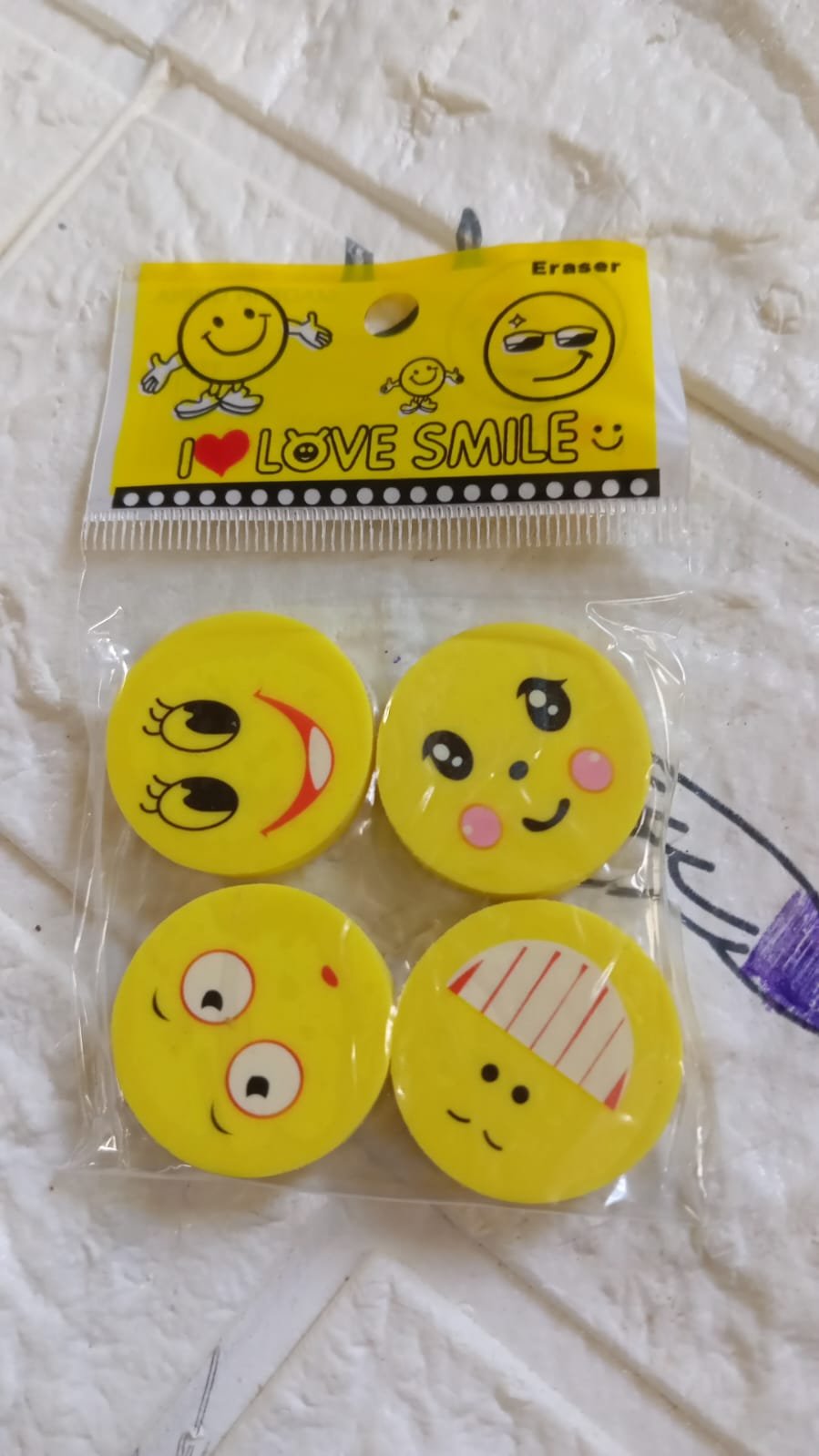 Cute Smile Emoji Eraser Set – Perfect for Kids (4pc Set) - Image 7
