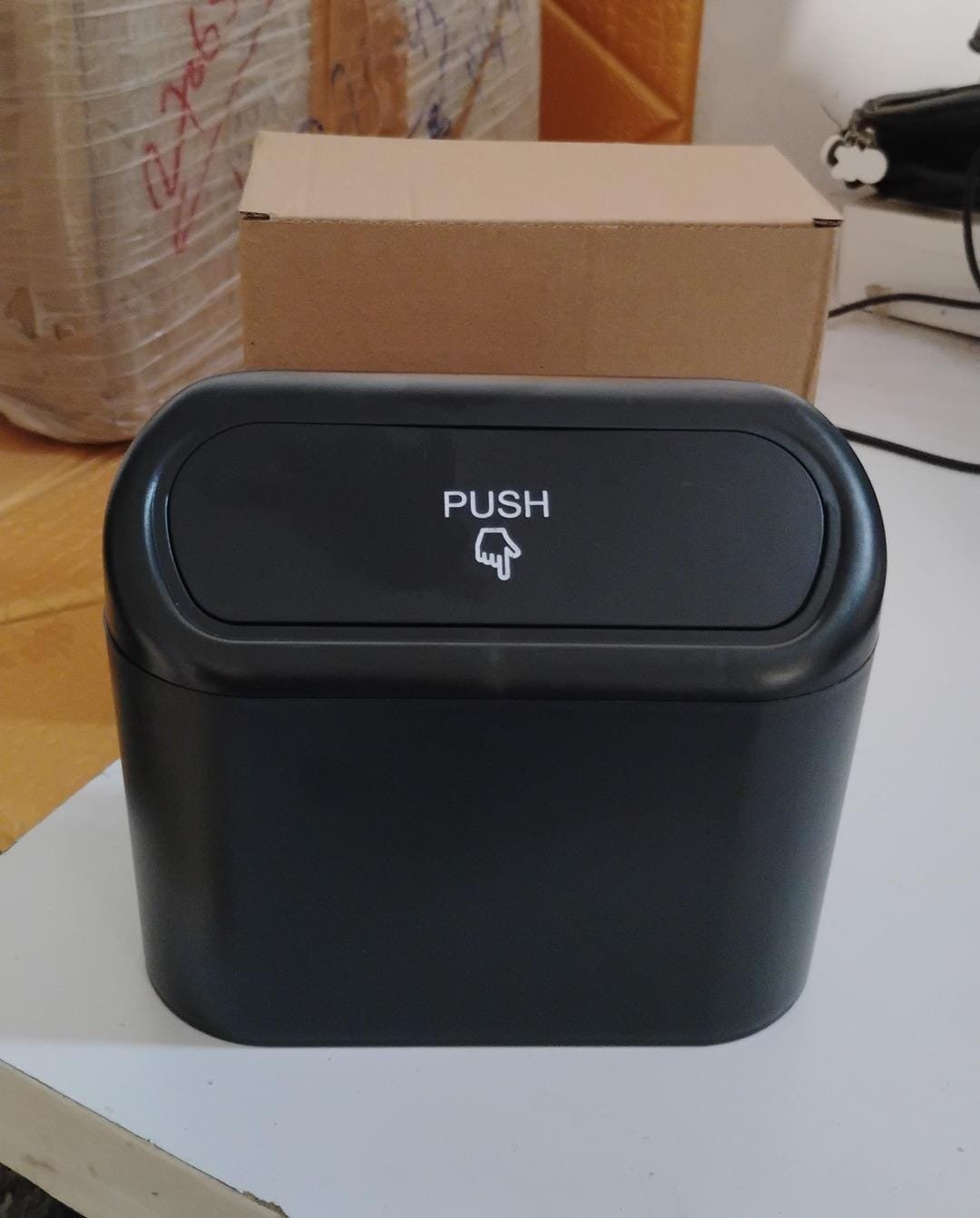 Plastic Mini Car Trash Can / Bin with Lid (1 Pc / With Brown Box) - Image 11