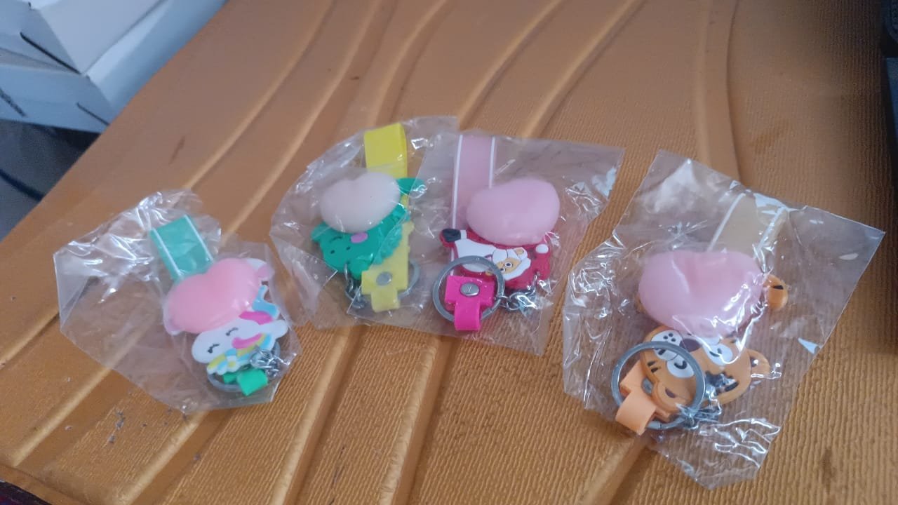 Silicone Keychain with Wrist Strap & Squeeze Toy (1 Pc Mix design) - Image 6