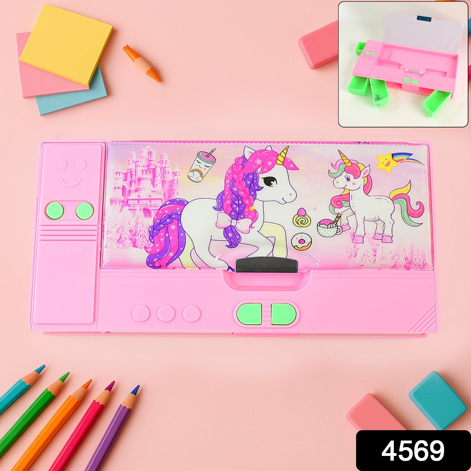 Multi Purpose Gadget Jumbo Pencil Box Compass Jumbo 2 Side Slot Geometry Box Compass Use School , Traveling & Studio - Image 2