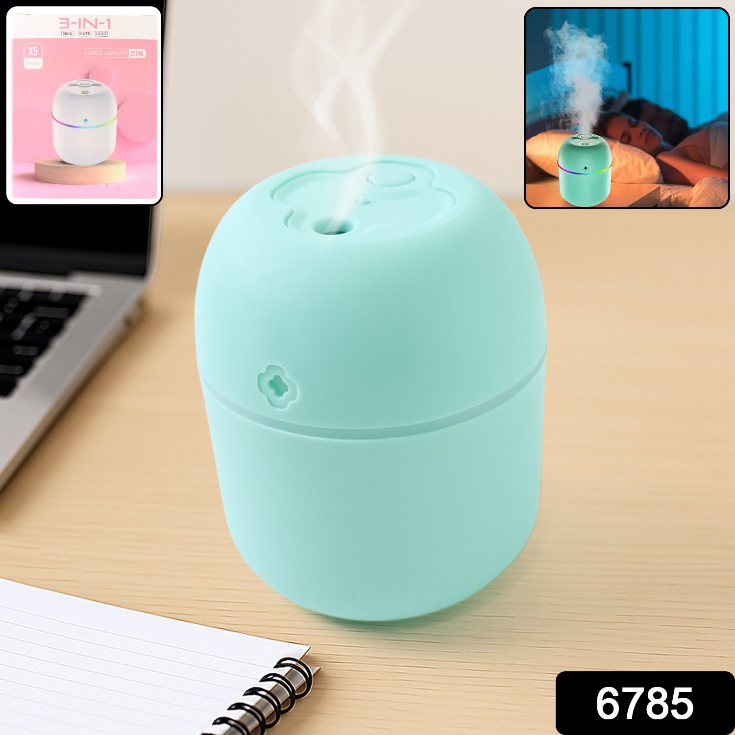 Portable Mini USB Humidifier with Light, Cool Mist & Essential Oil Diffuser (250ML / Mix Design) - Image 2