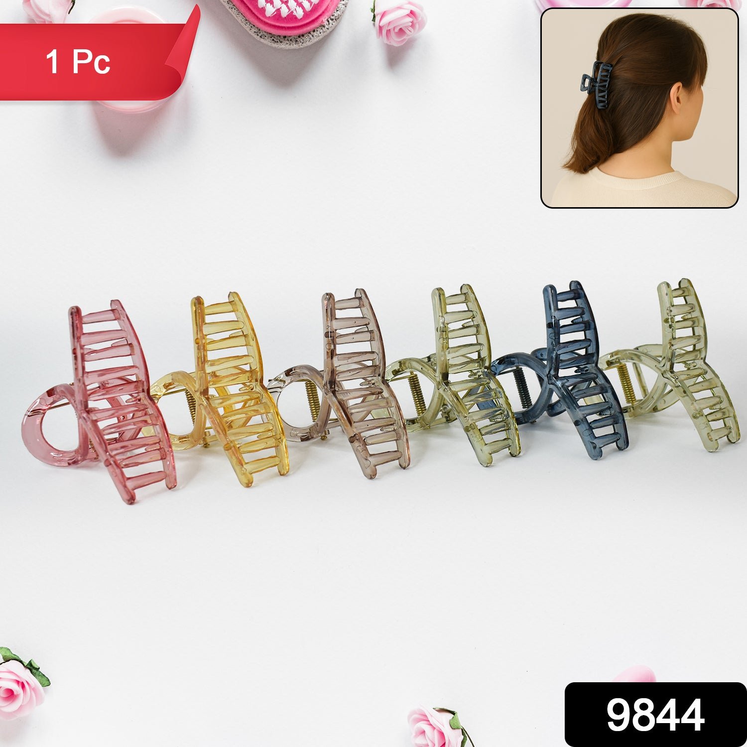 Plastic Hair Clamp Grip, Simple Matte Hair Barrette Clamp (1 Pc) - Image 2