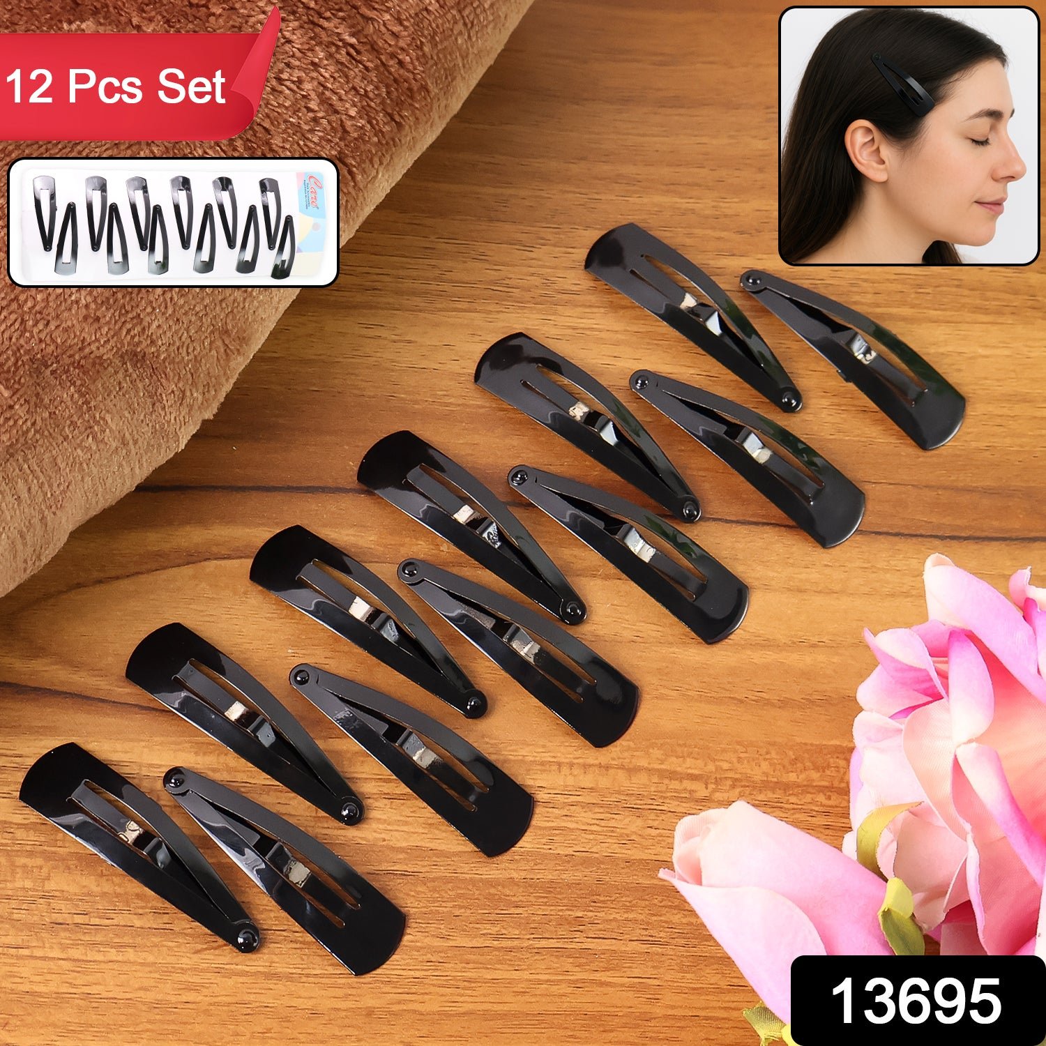 Metal Tik Tak Hair Clips (12 Pcs Set), Hair accessories - Image 2