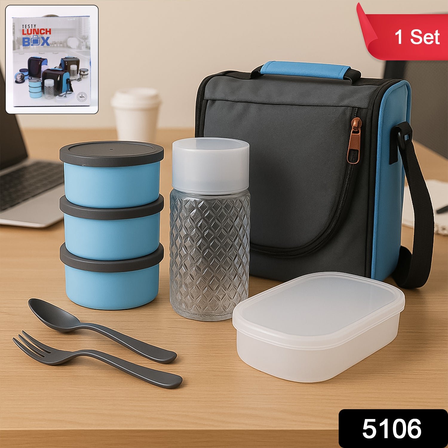 All-in-One Lunch Box with Fabric Bag for Office & School - Image 2