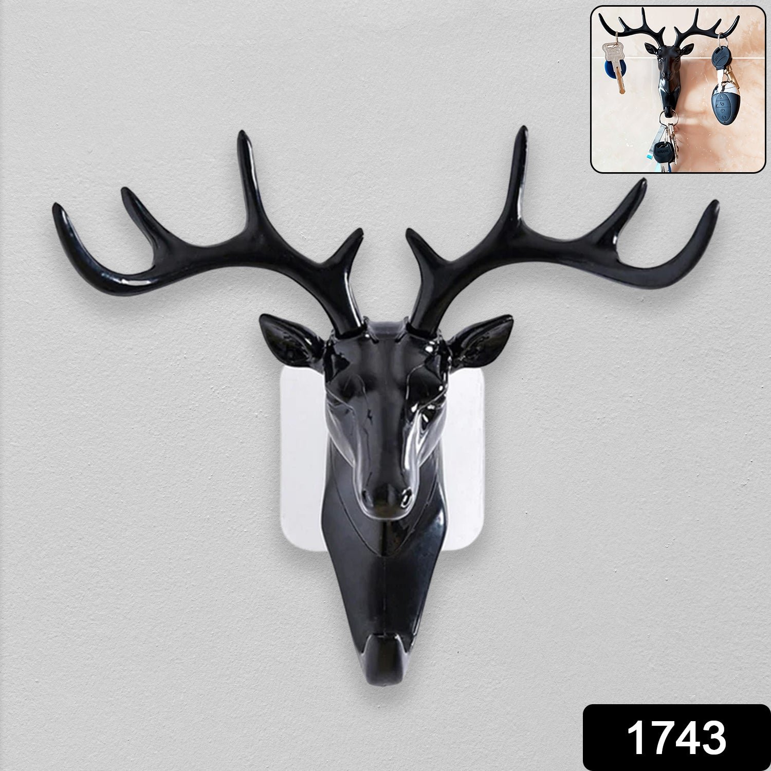 Deer Head Self Adhesive Wall Door Hook Hanger - Image 2